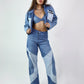 FOUNDER BLUE'S- Dual Colour Block Denim Jacket