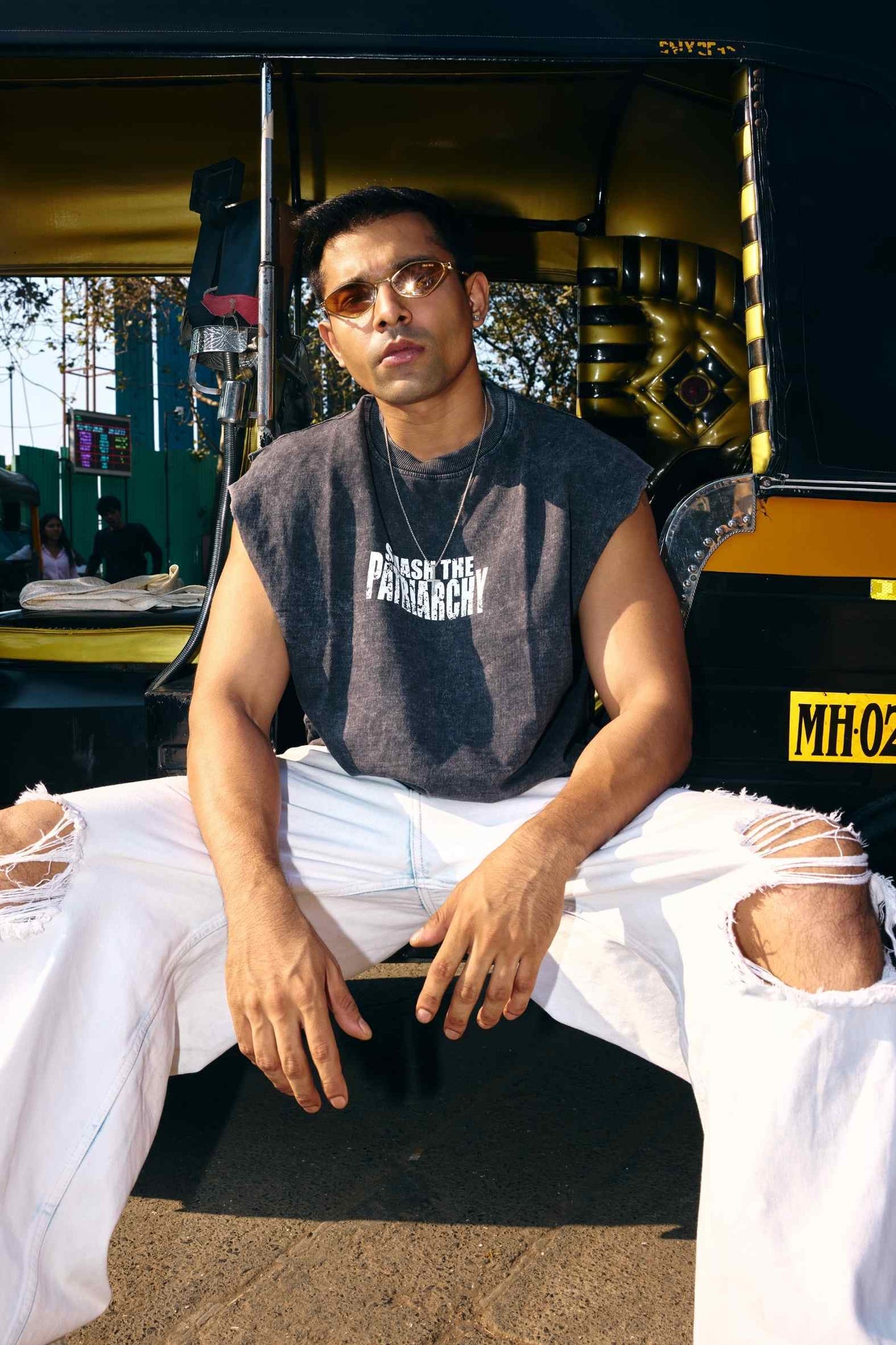 Chapter2Drip Black Washed 'Smash The Patriarchy' vest — view 3