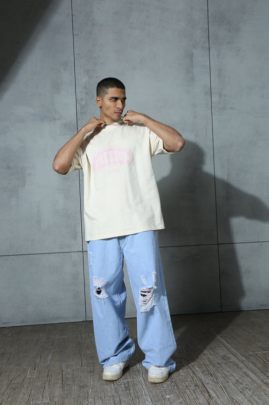 Distressed Blue Baggy Denim