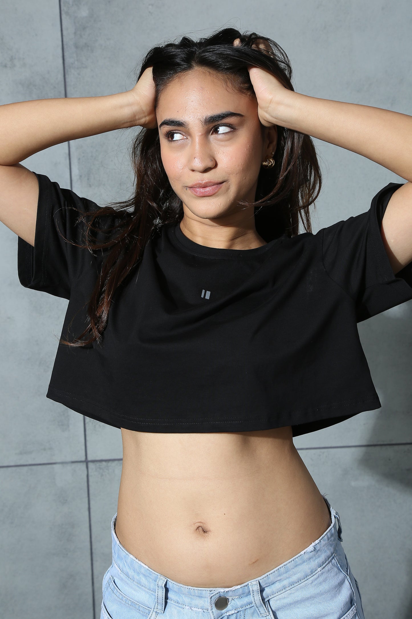 Chapter2Drip Black cropped tee — view 3