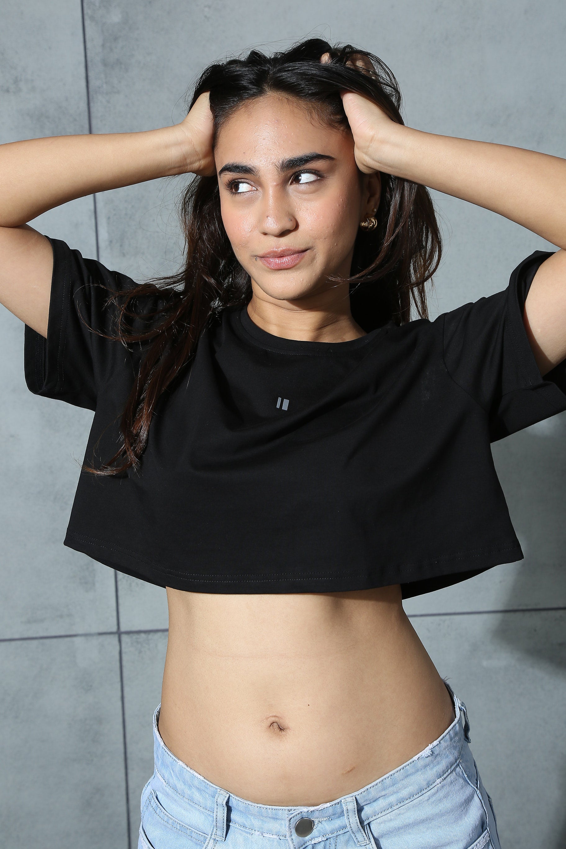 Chapter2Drip Black cropped tee — view 3
