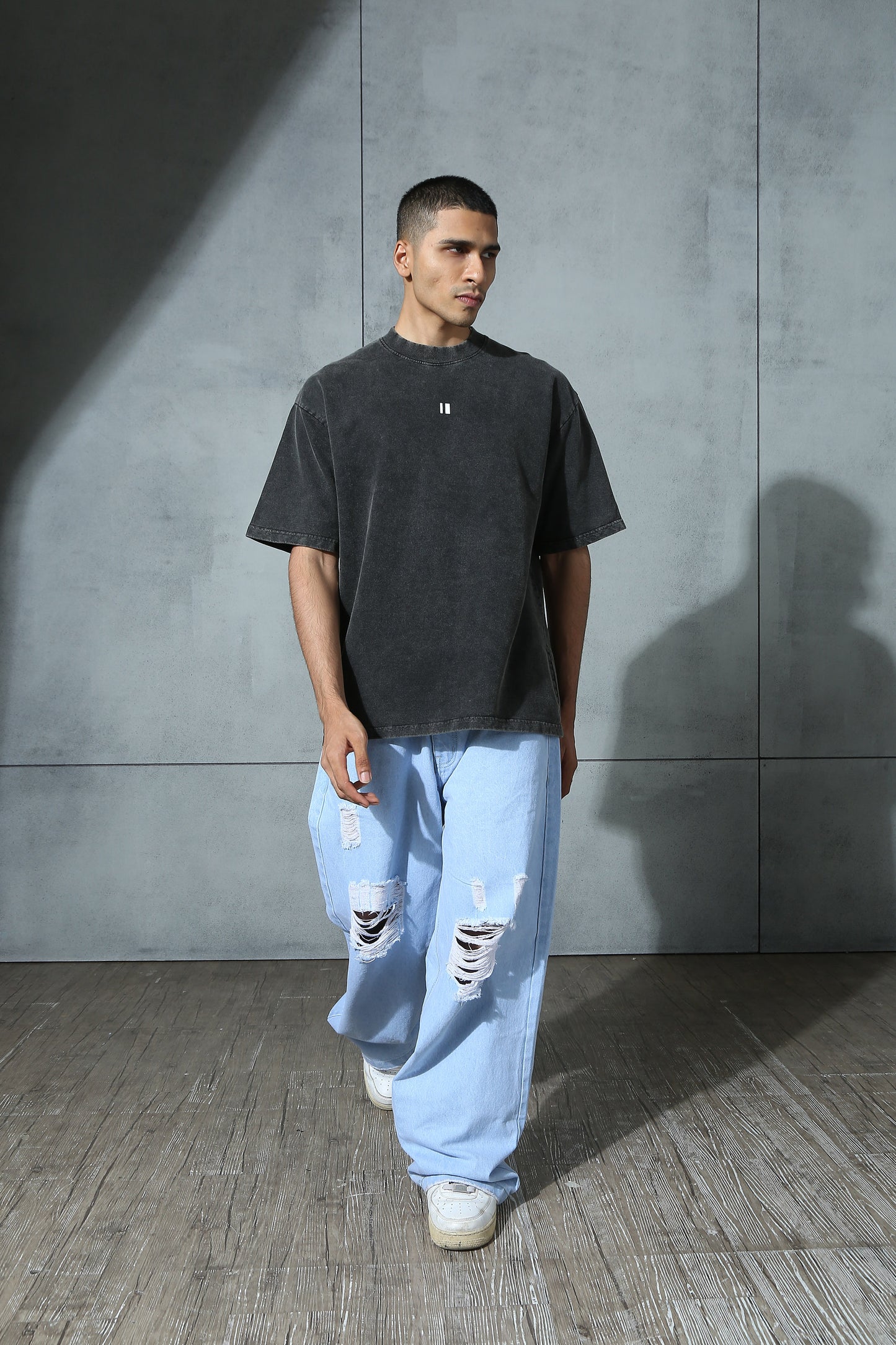 Monday Blues: Dark Sea Shirt & Charcoal Washed T-shirt- Pack of 2