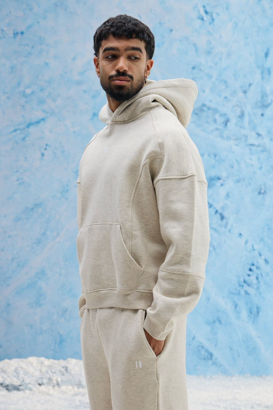 White Melange Hoodie