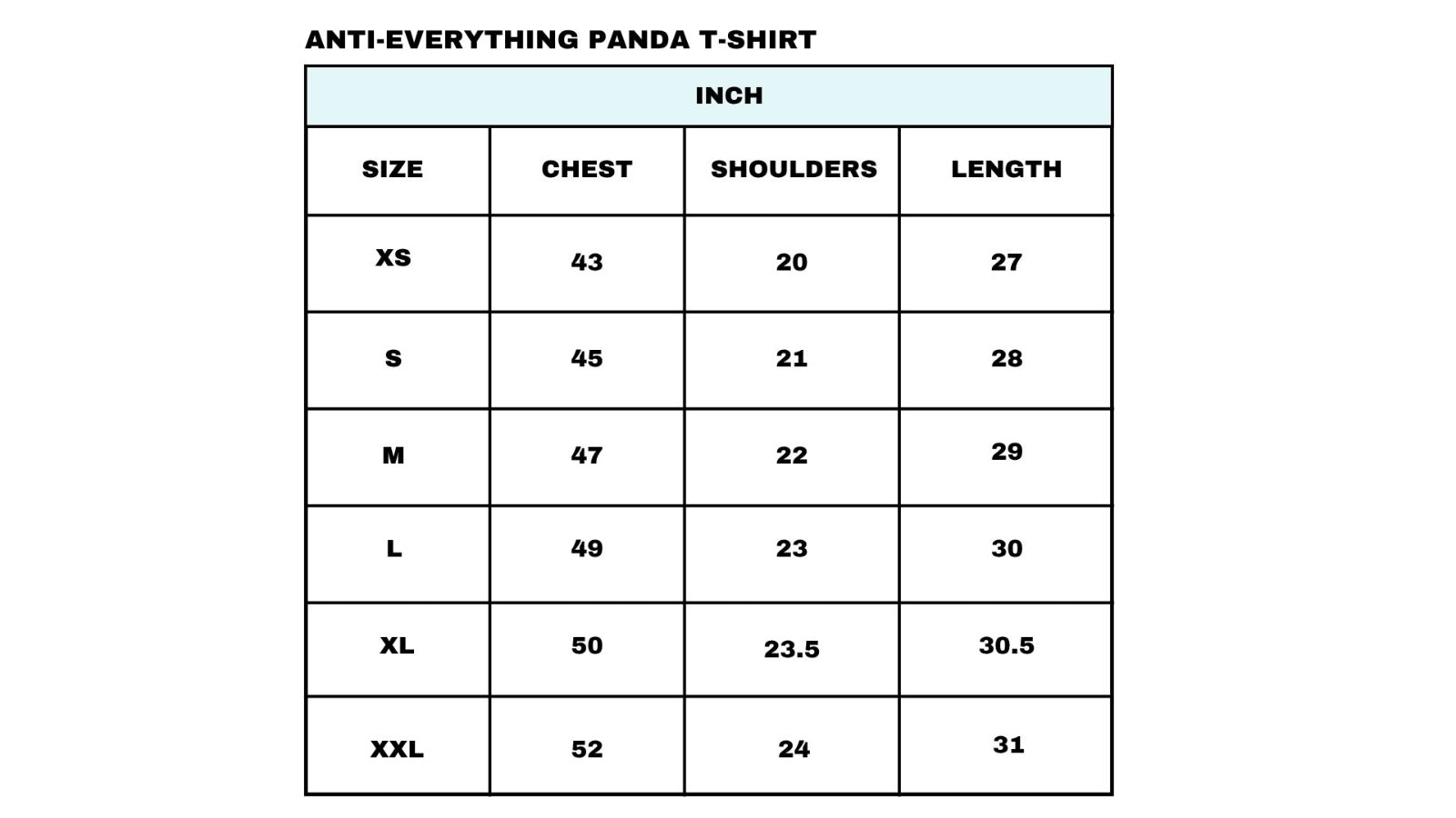 Size chart