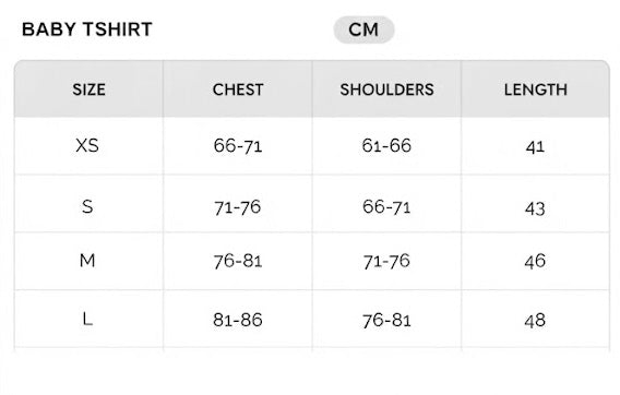 Size chart - CM