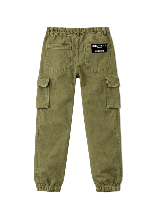 Olive Wash Denim Joggers Jr