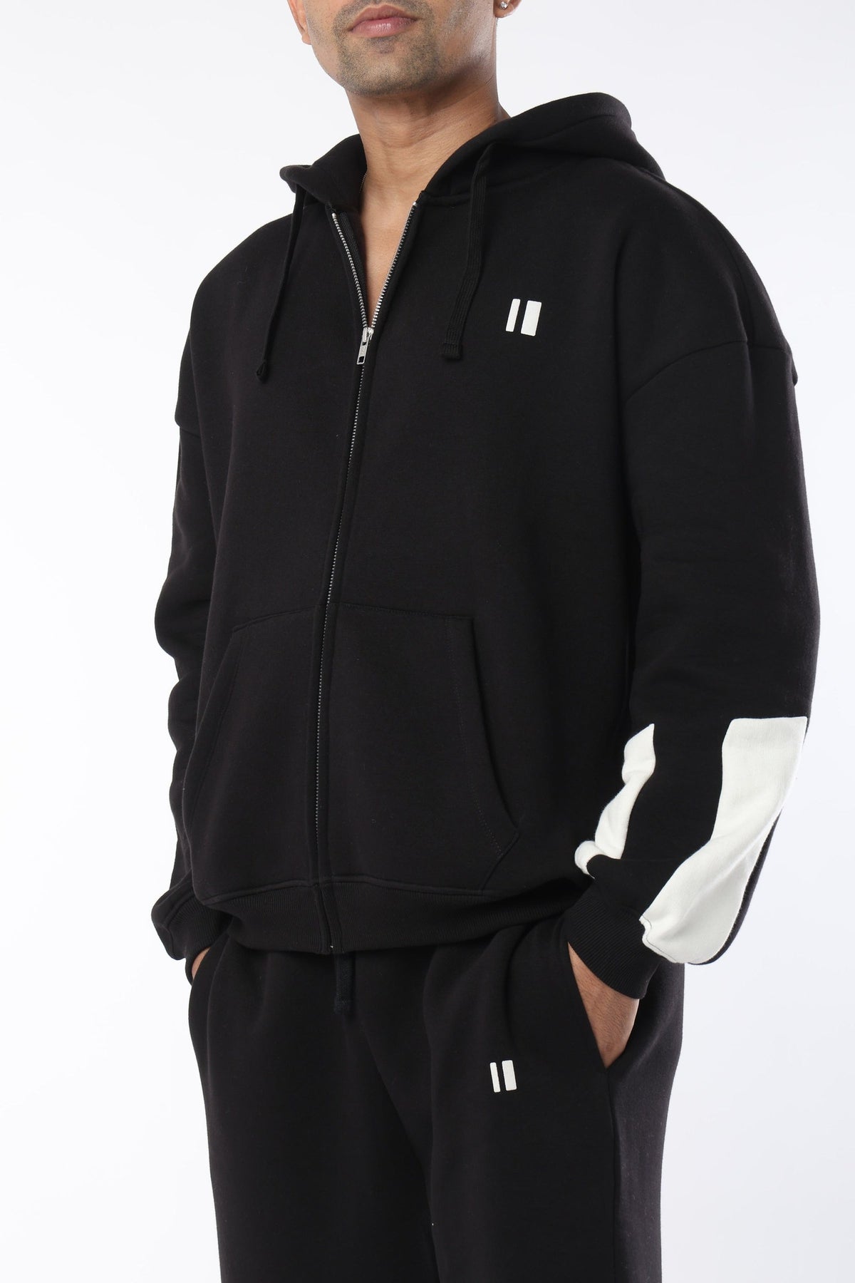 Black and Dusty Coffee Everyday Zipper Hoodie - pack of 2 + Black Sweatpants