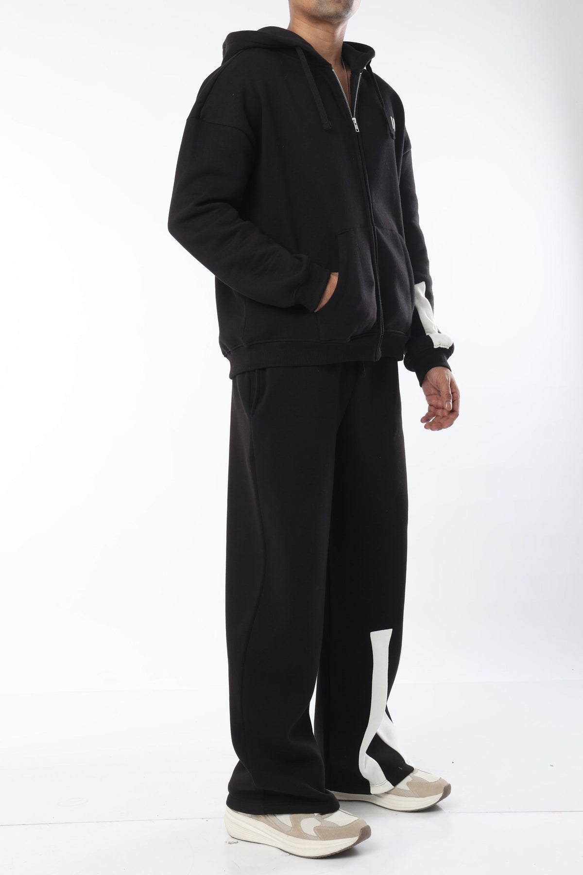 Black and Dusty Coffee Everyday Zipper Hoodie - pack of 2 + Black Sweatpants