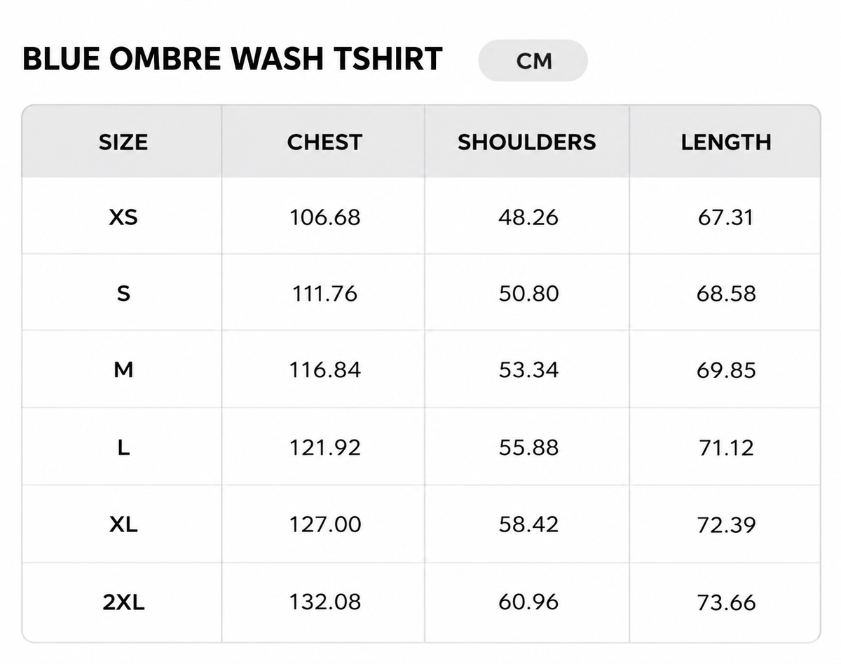 Size chart - CM