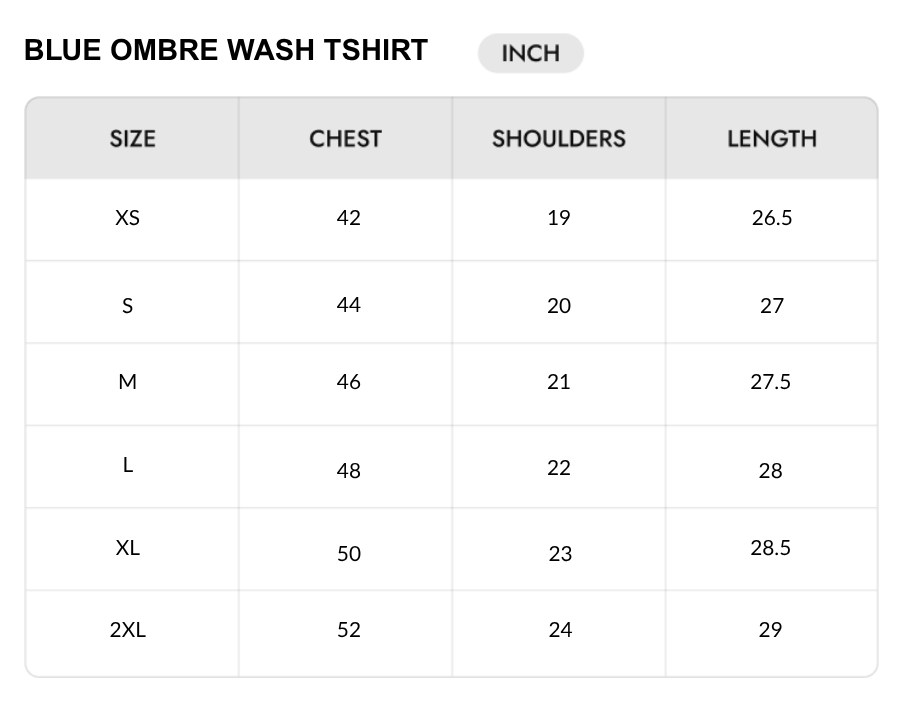 Size chart - INCH