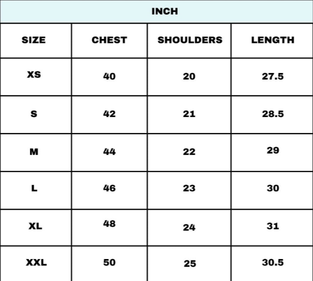 Size chart