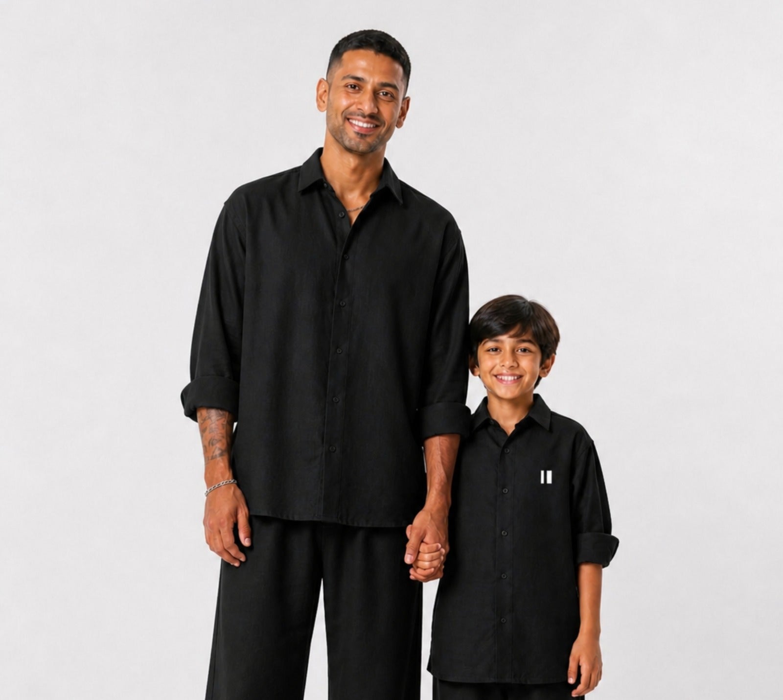 Black Linen Shirt Set of 2