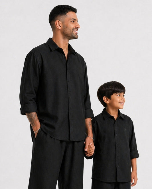 Black Linen Shirt Set of 2