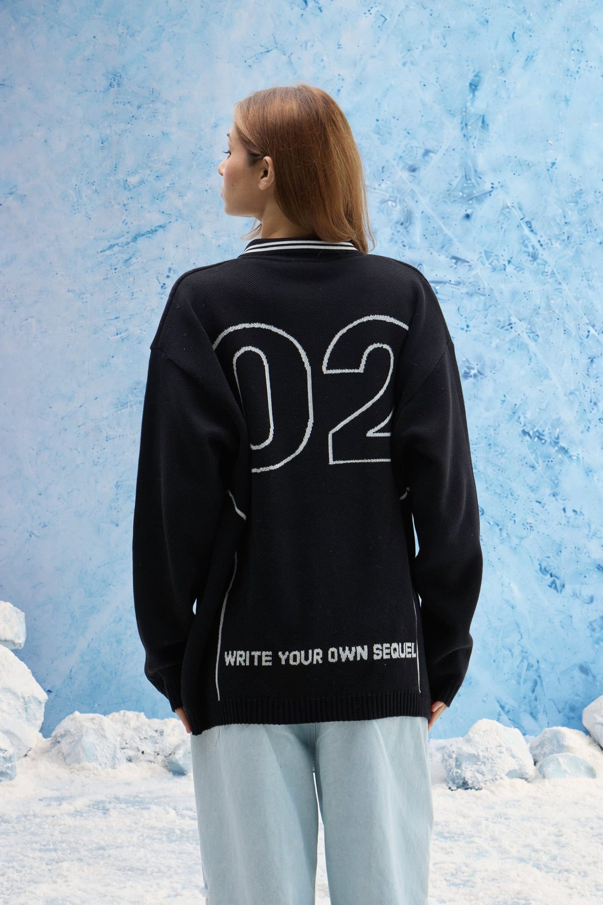 Black Varsity Polo Sweater