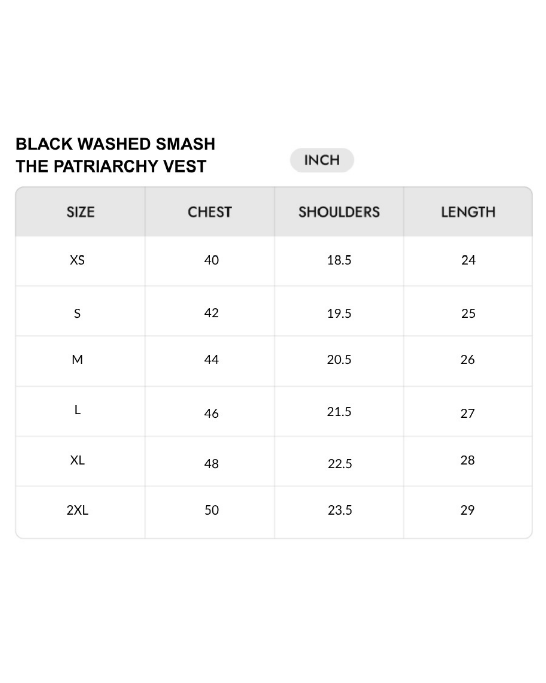 Size chart
