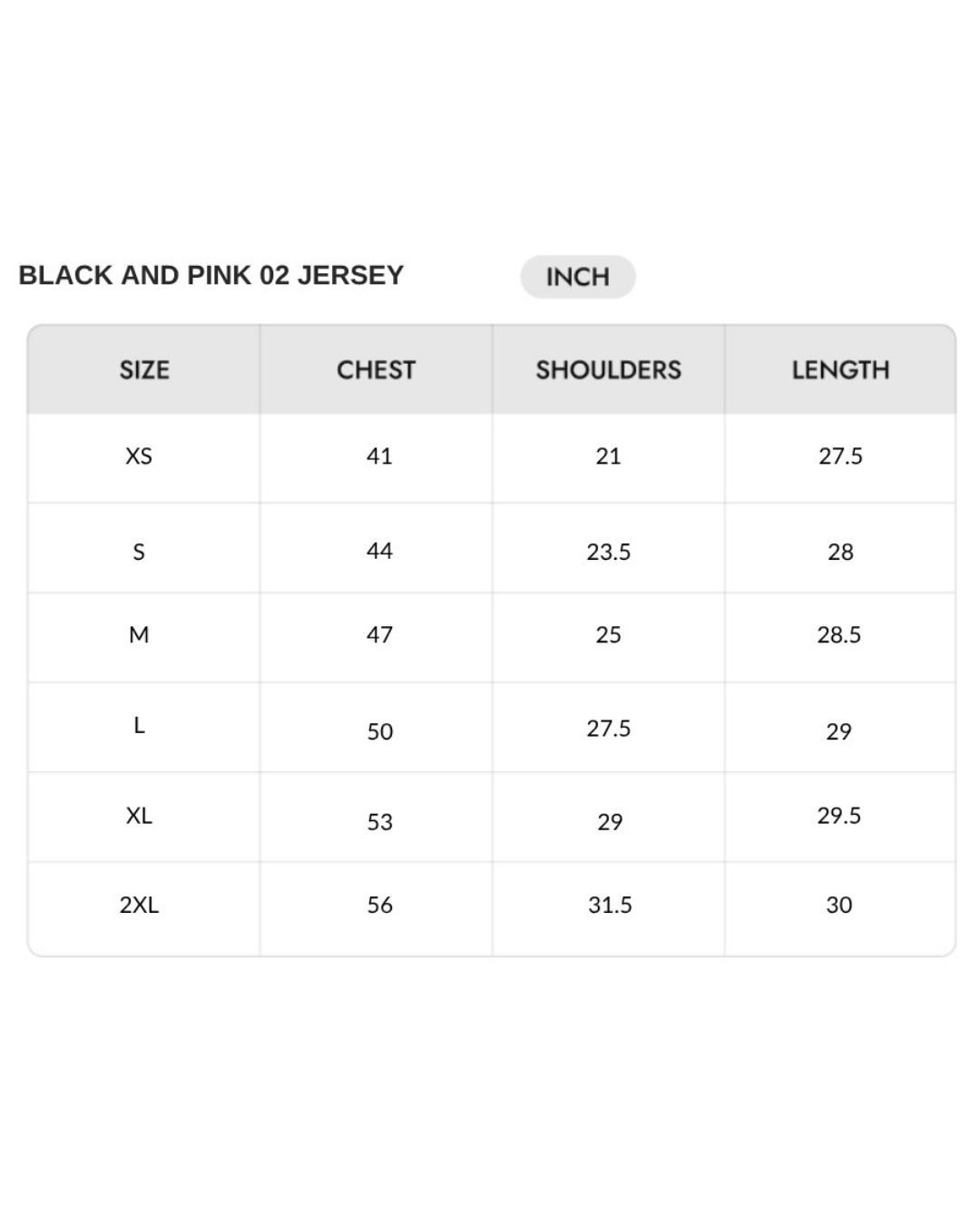 Size chart