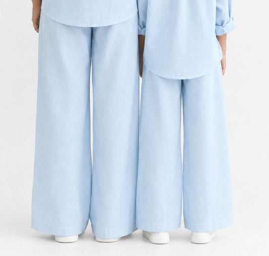 Light Blue Linen Pant Set of 2