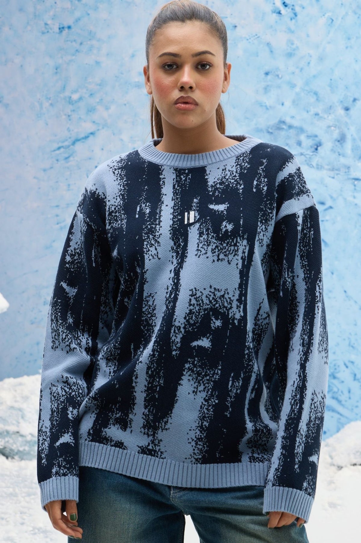 Blue Glitch Sweater