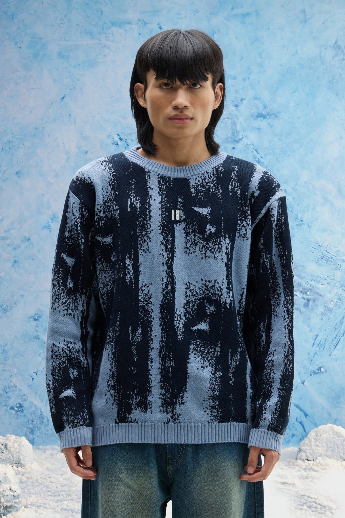 Blue Glitch Sweater