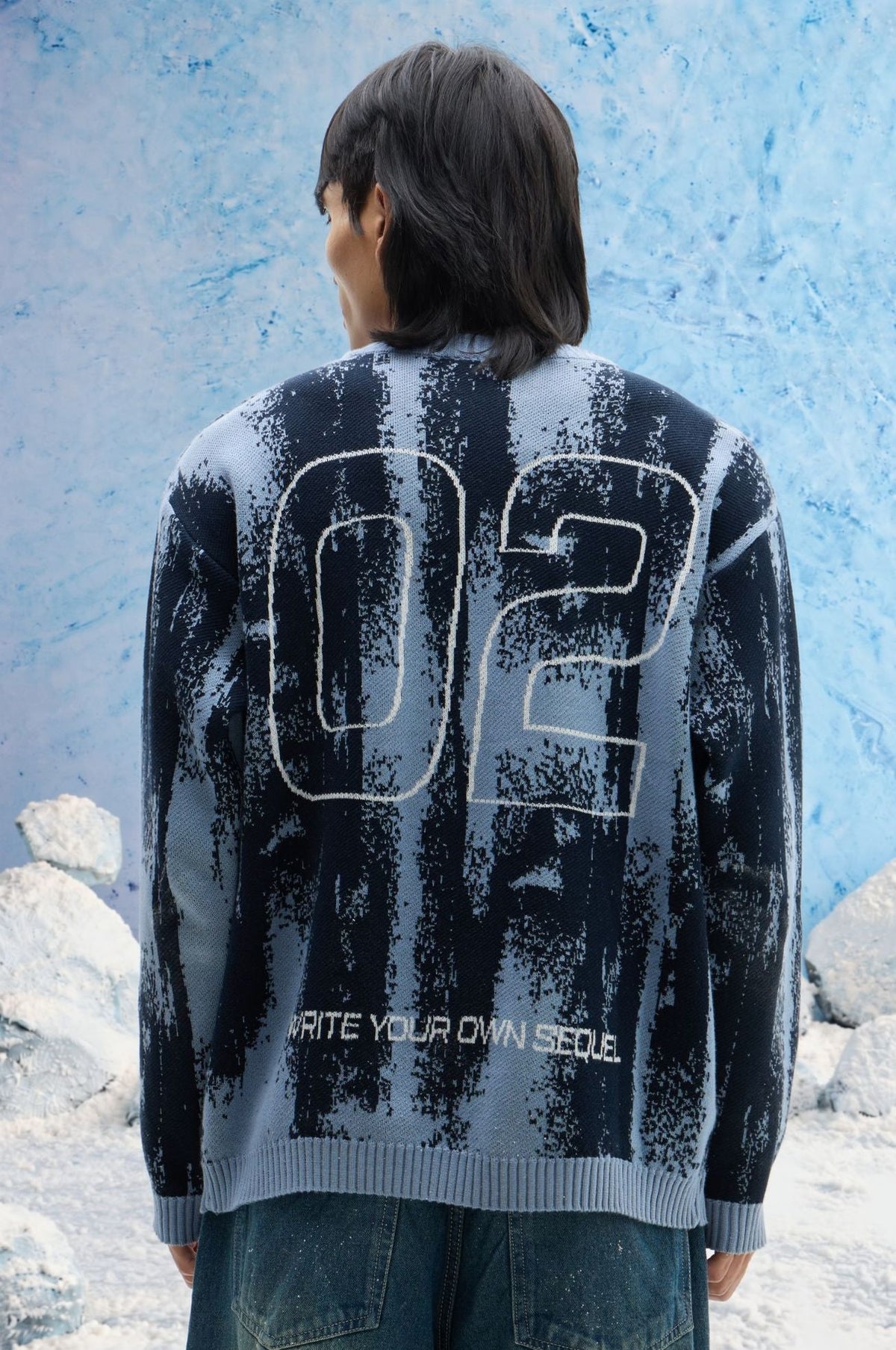 Blue Glitch Sweater