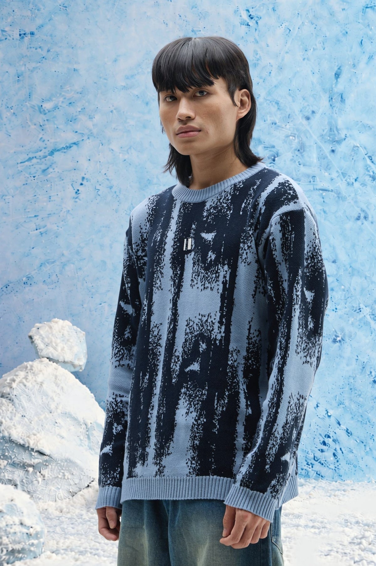 Blue Glitch Sweater
