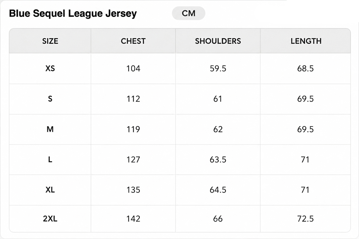 Size chart - CM