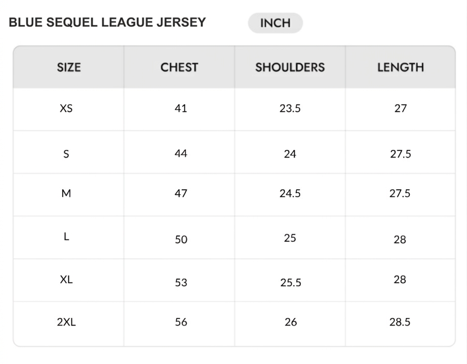 Size chart - INCH