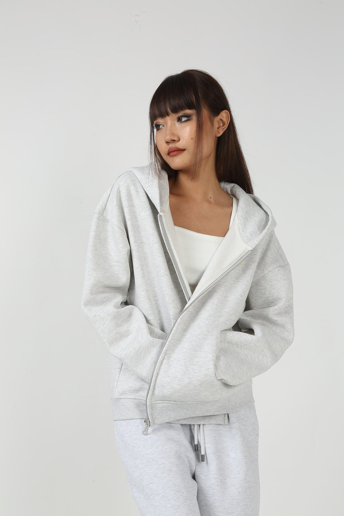 The Everyday Light Grey Hooded Zipper
