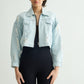 LIGHT BLUE CROPPED  JACKET