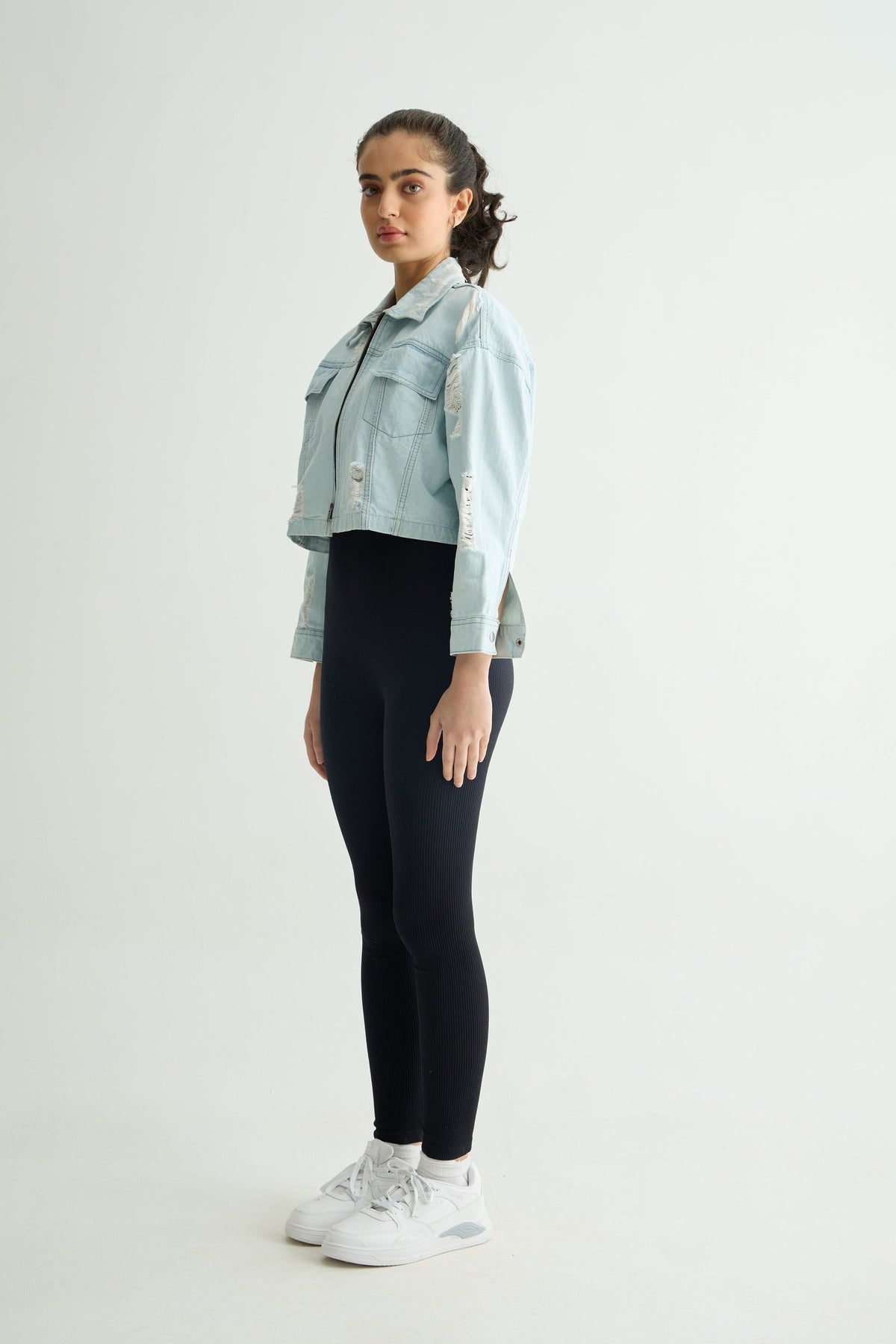LIGHT BLUE CROPPED  JACKET