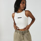 Off White Halter Crop Top