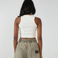 Off White Halter Crop Top