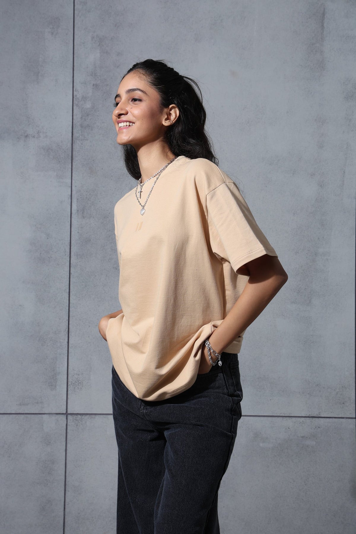 Basic Beige Solid Tshirt