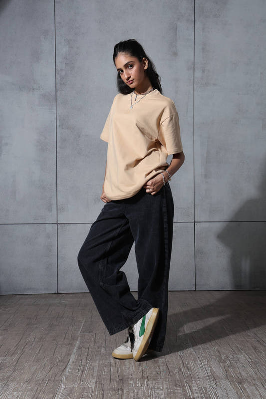 Basic Beige Solid Tshirt
