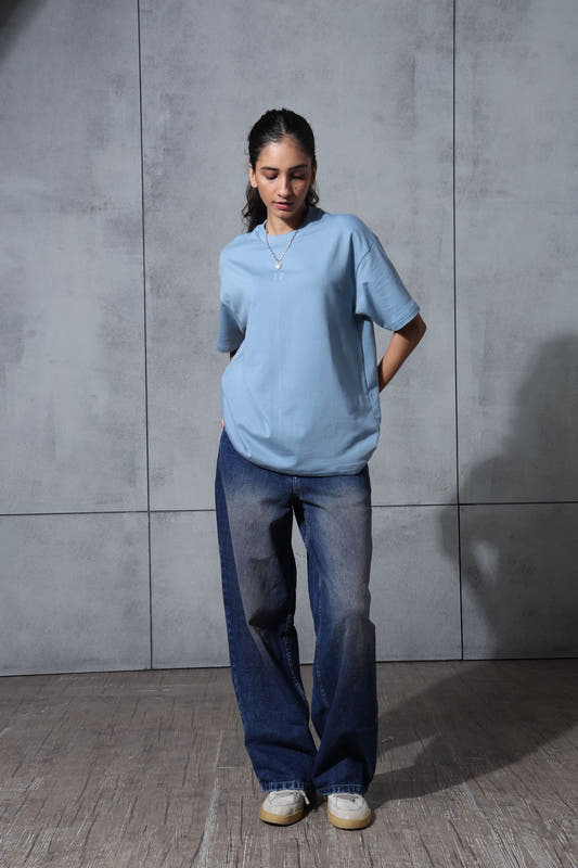 Basic pale Blue Solid Tshirt