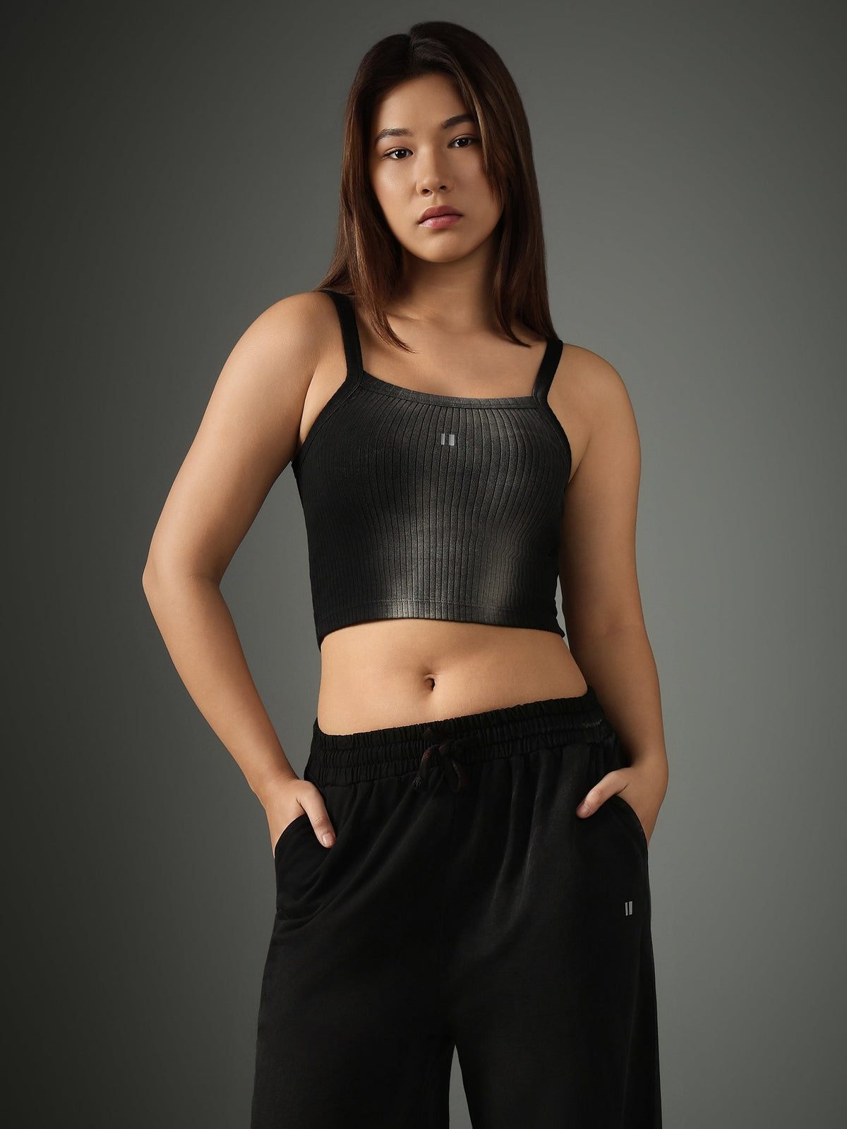Spray Wash Black Crop and Ombre Utility cargo