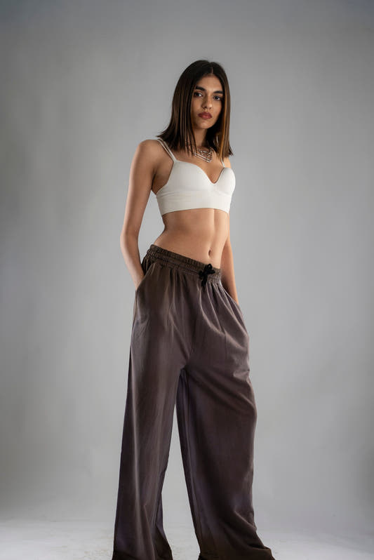 Spray Wash Baggy Joggers - Brown