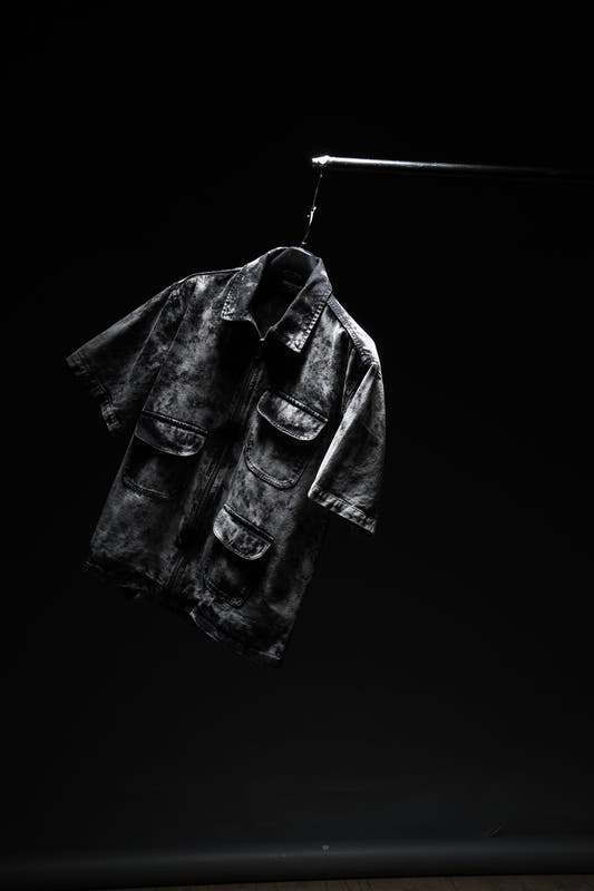 Acid Wash Zipper Shirt