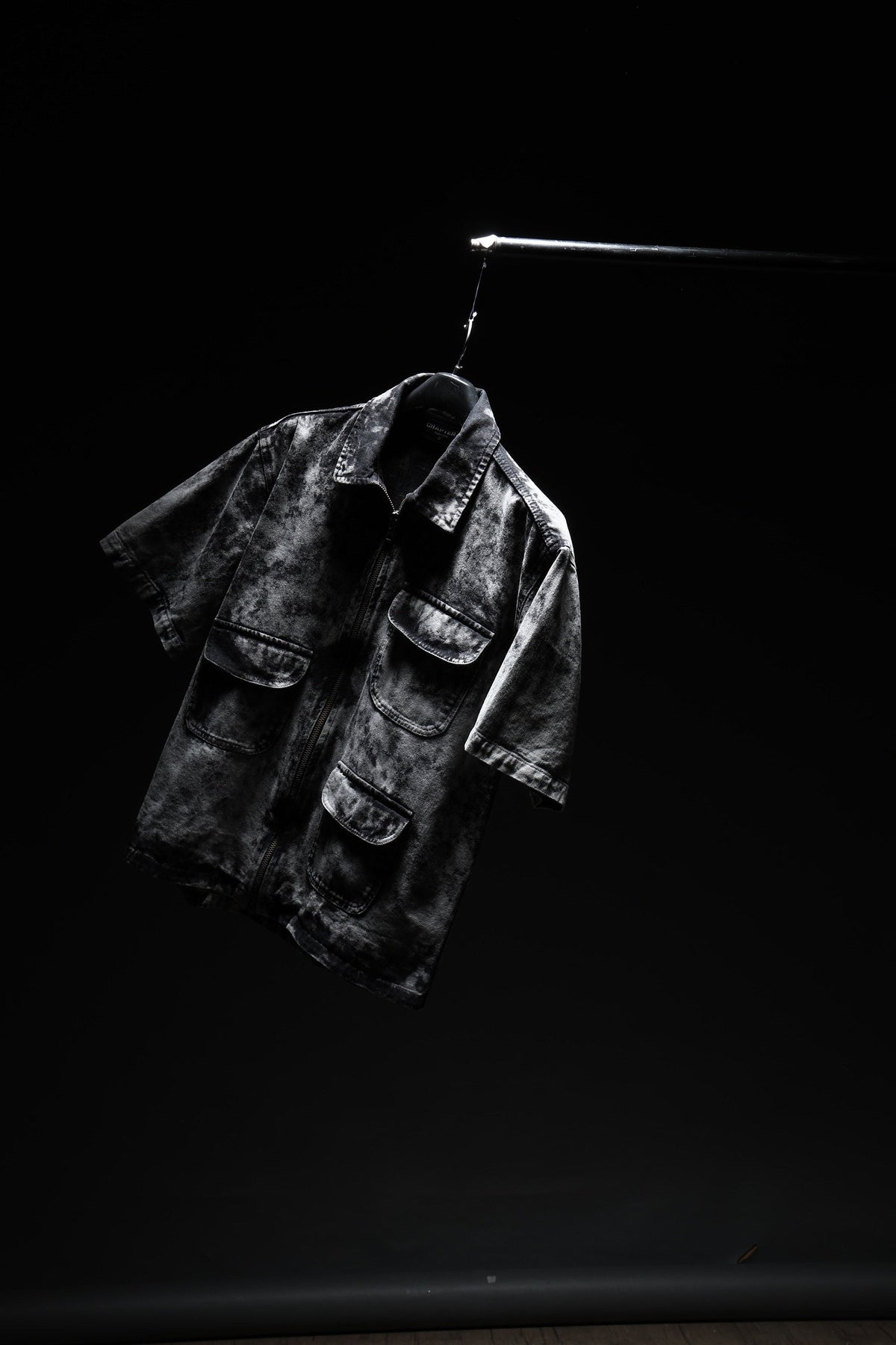 Acid Wash Zipper Shirt