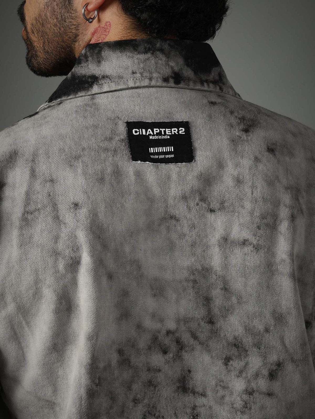 Acid Wash Zipper Shirt