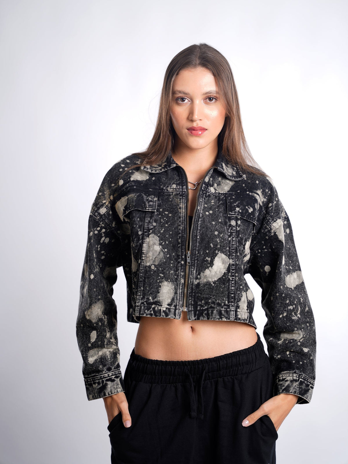 Black Hypo Denim Cropped Jacket