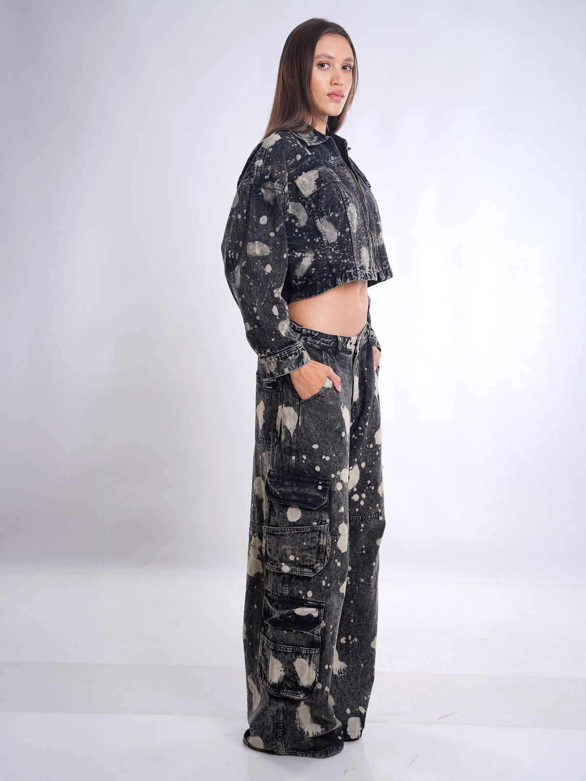 Black Hypo Denim Cropped Jacket
