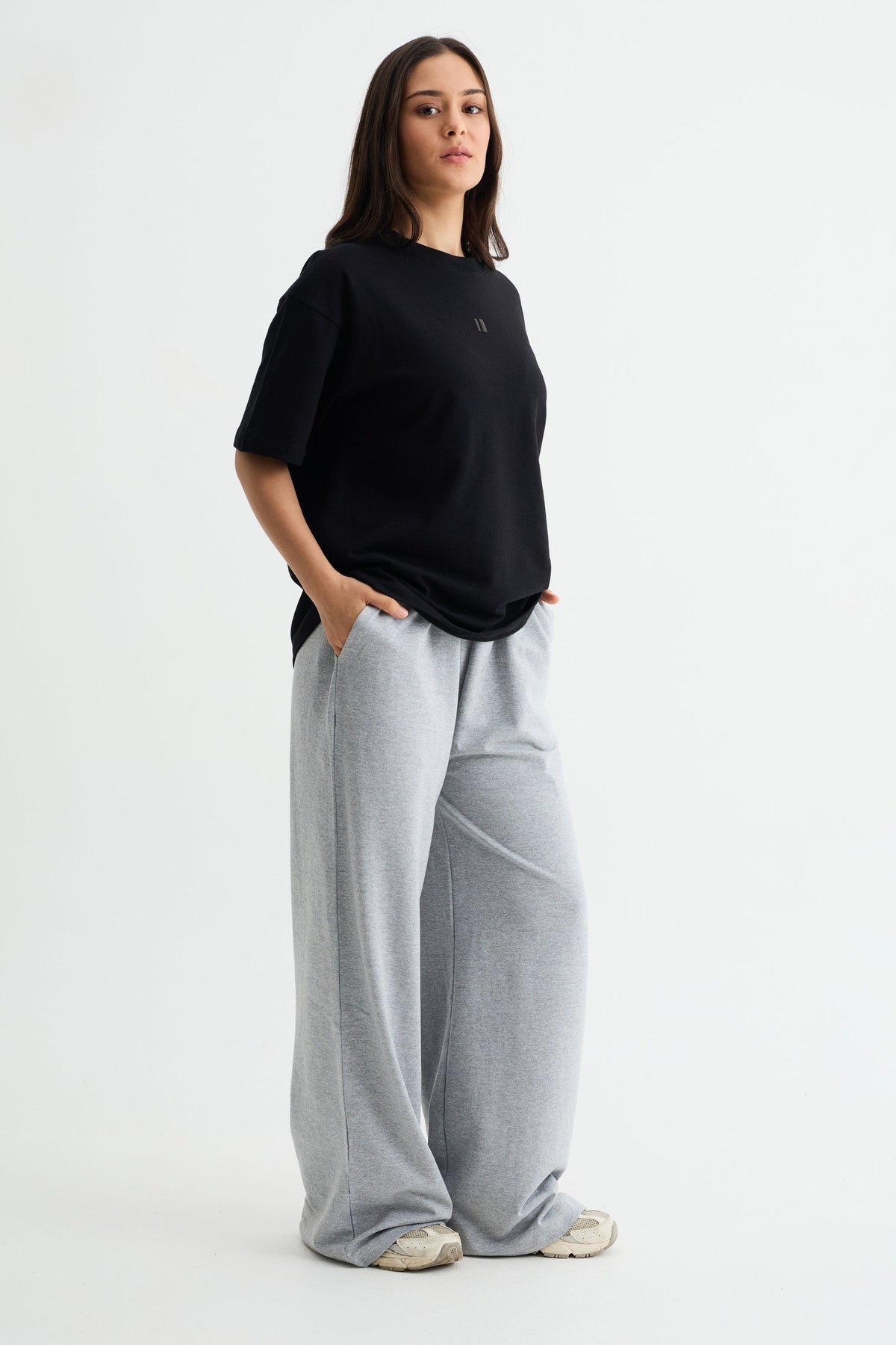 Grey Melange Baggy Joggers