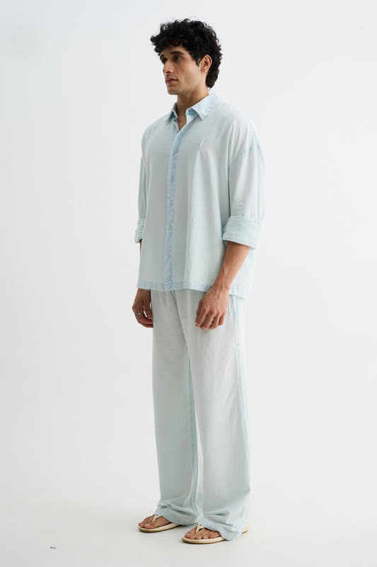Sky Blue Washed Cotton Viscose Shirt
