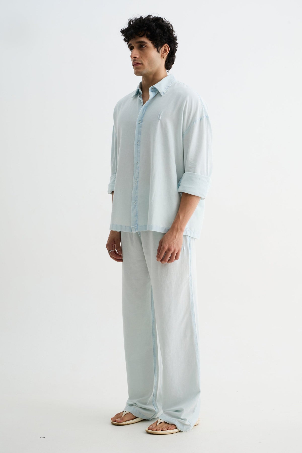 Sky Blue Washed Cotton Viscose Shirt
