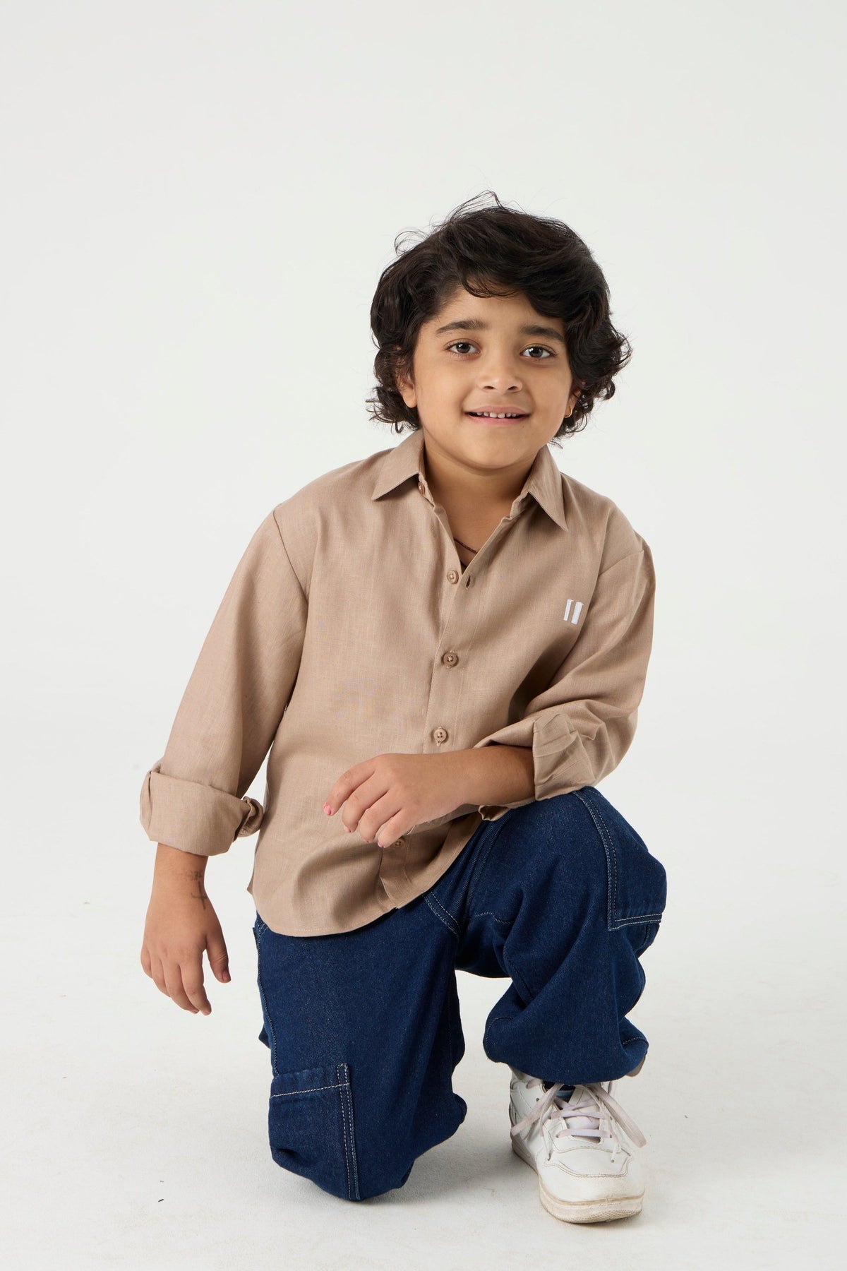 Mocha Brown Linen Shirt Jr