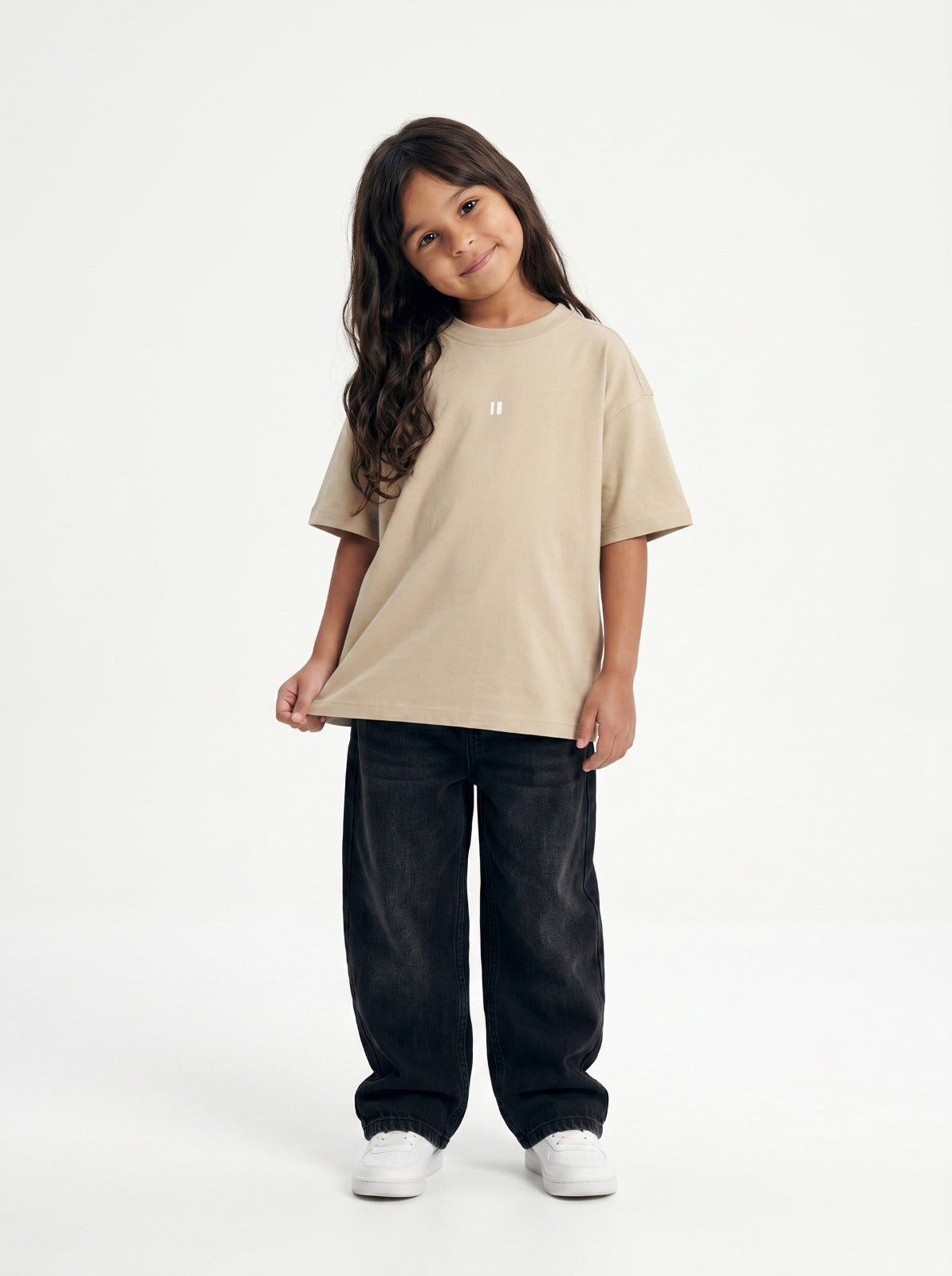 Cream Solid T-Shirt Jr