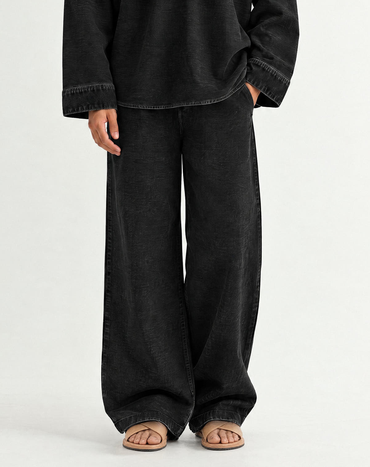 Black Denim Kurta Set - Boy front