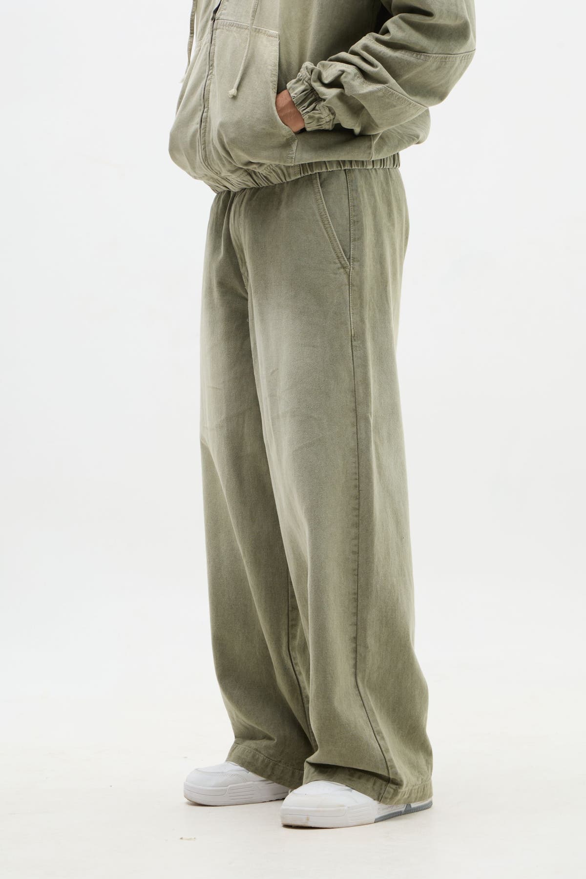 Olive Washed Denim Joggers