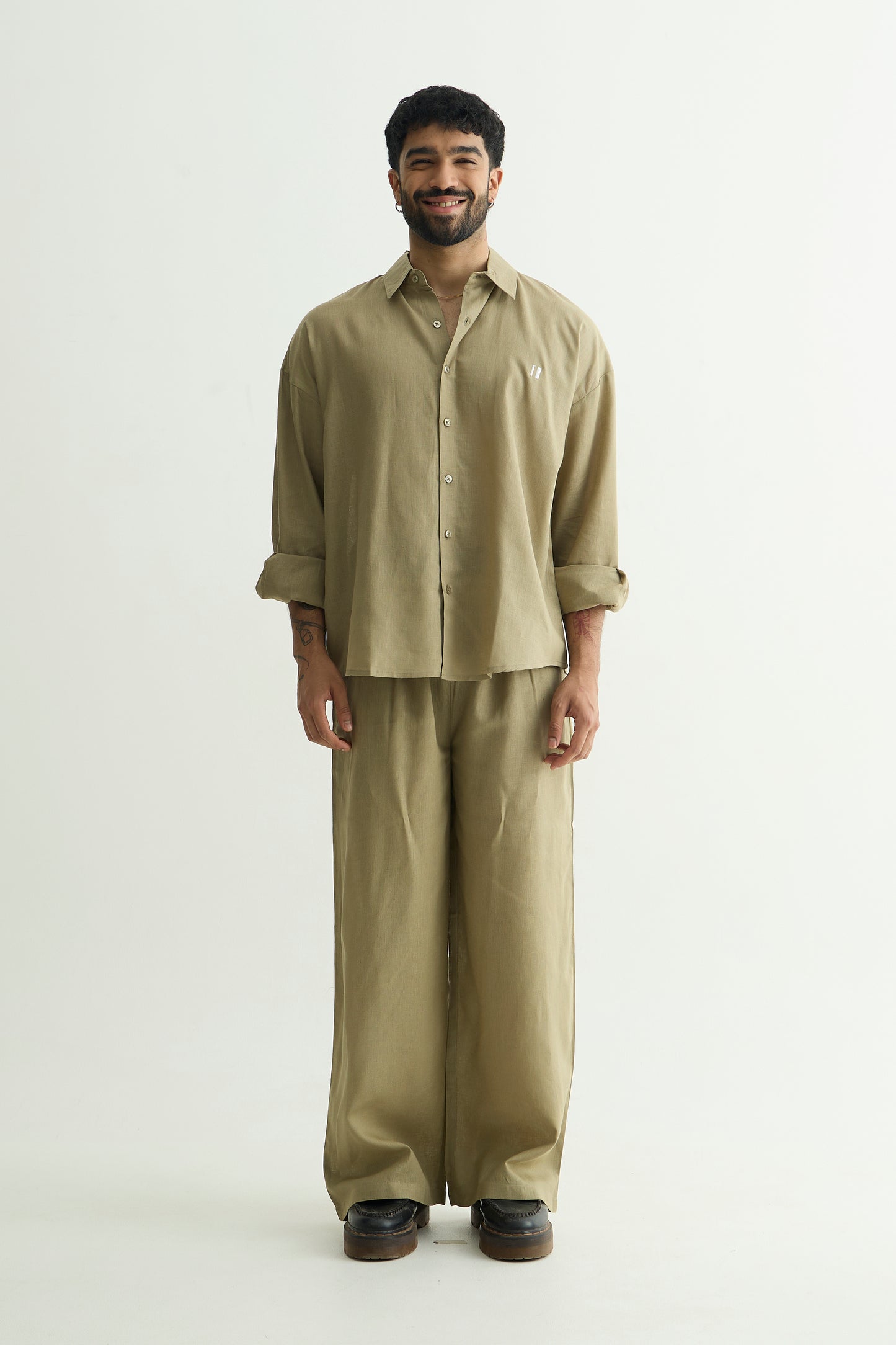 Olive Green Linen Set